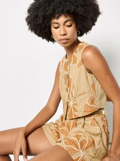 Apricot Damen Weste in beige - Ausschnitt: Rundhals