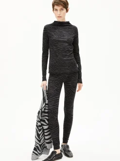 ARMEDANGELS Damen Langarmshirt - Calunaa Zebraraa in schwarz anthrazit