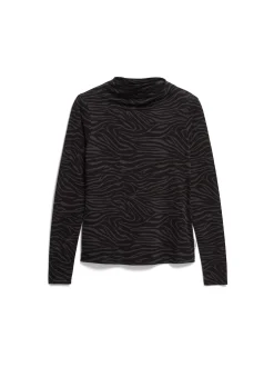 ARMEDANGELS Damen Langarmshirt - Calunaa Zebraraa in schwarz anthrazit
