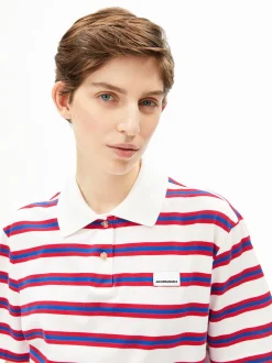 ARMEDANGELS Damen Poloshirt in rot ecru - Ärmel: kurzarm