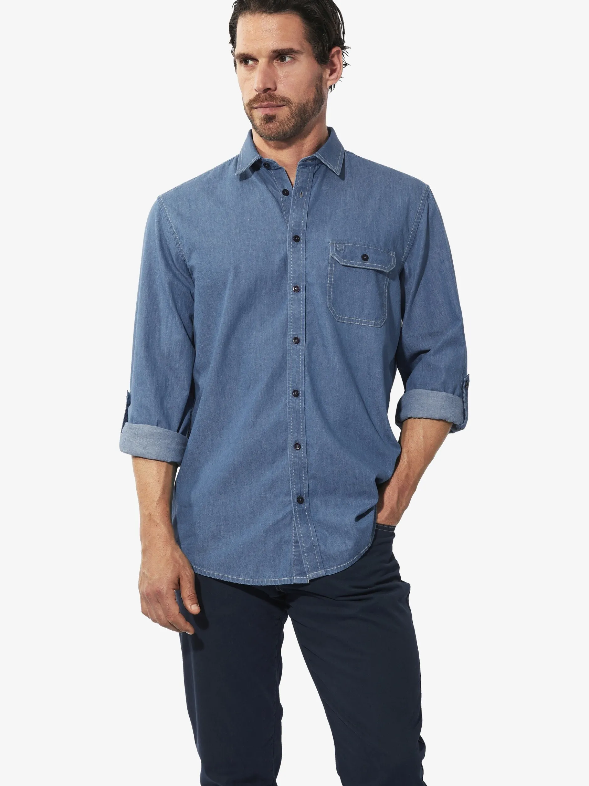 BABISTA Herren Jeanshemd - OLAR in blau - Ärmel: langarm