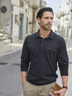 BABISTA Herren Langarm-Poloshirt - DOROCASTI in blau