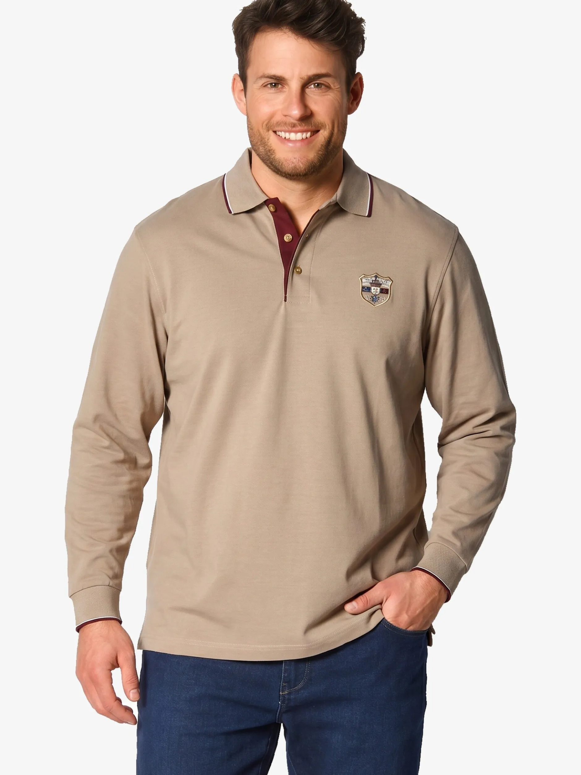 BABISTA Herren Langarm-Poloshirt - MILANVETZO in beige