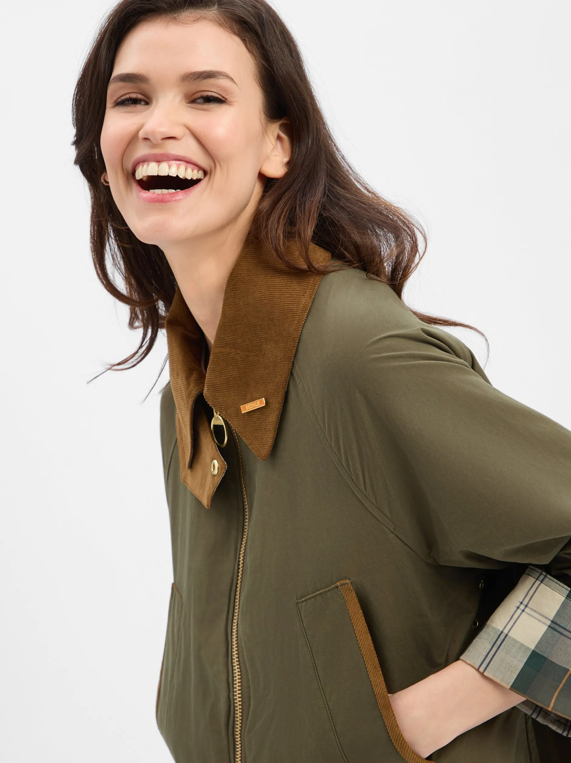 Barbour Damen Übergangsjacke - Icons Bedale in khaki cognac