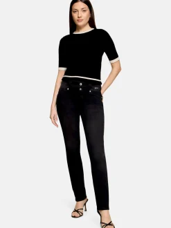 Betty Barclay Damen Boyfriend-Hose in schwarz denim
