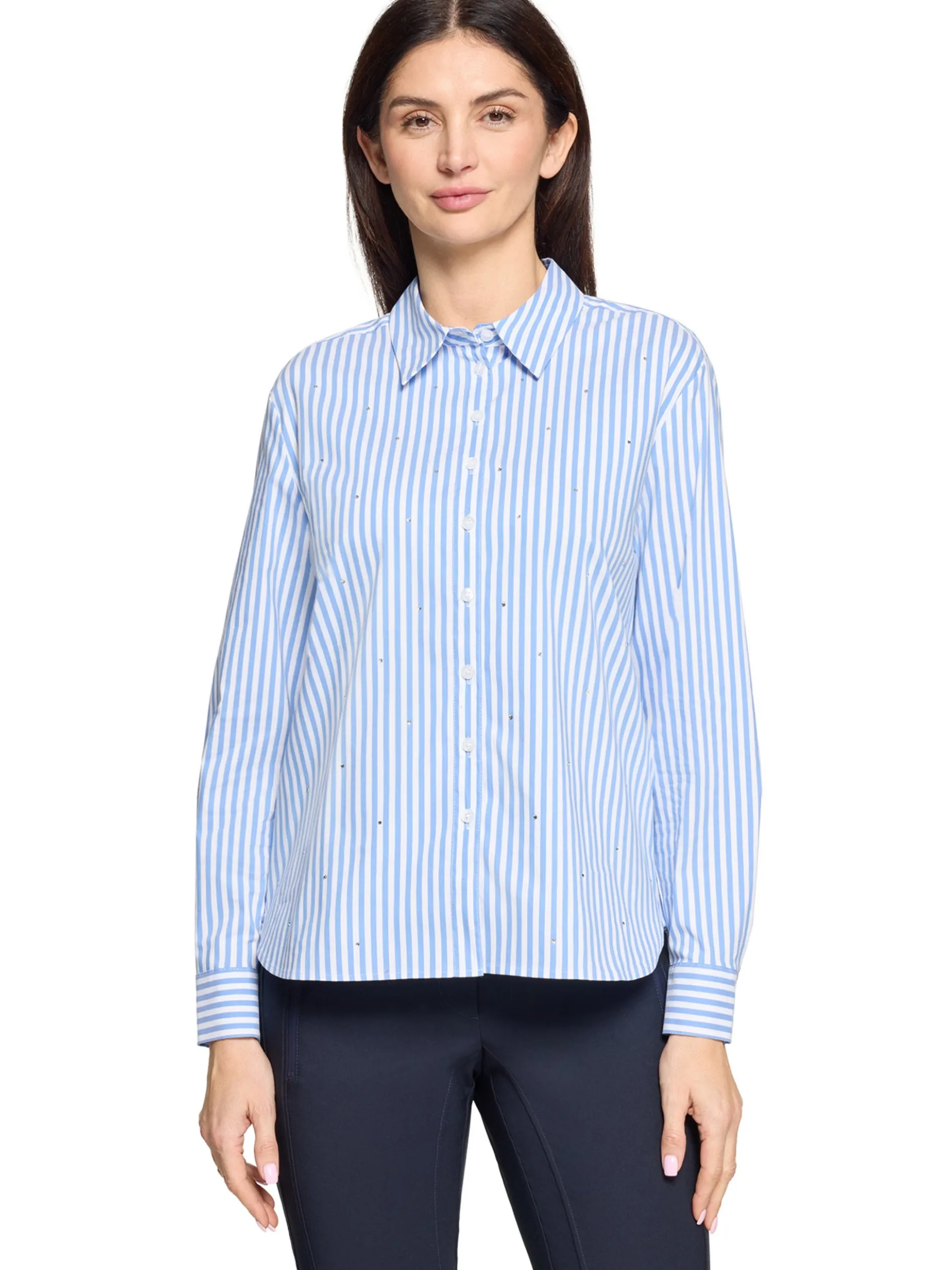 Betty Barclay Damen Hemdbluse in hellblau weiß