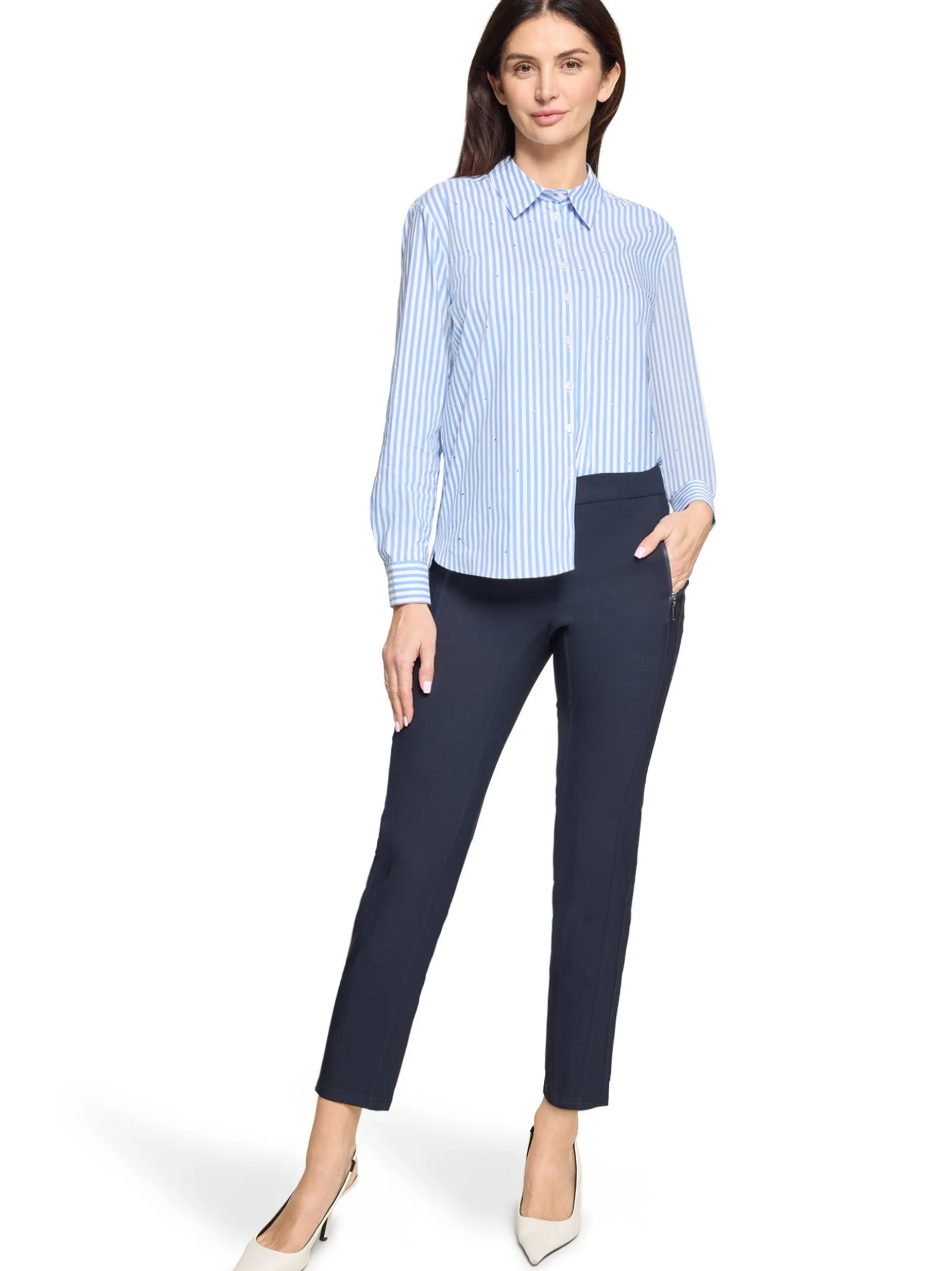 Betty Barclay Damen Hemdbluse in hellblau weiß