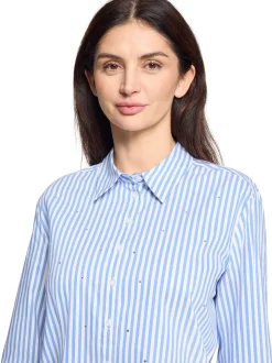 Betty Barclay Damen Hemdbluse in hellblau weiß