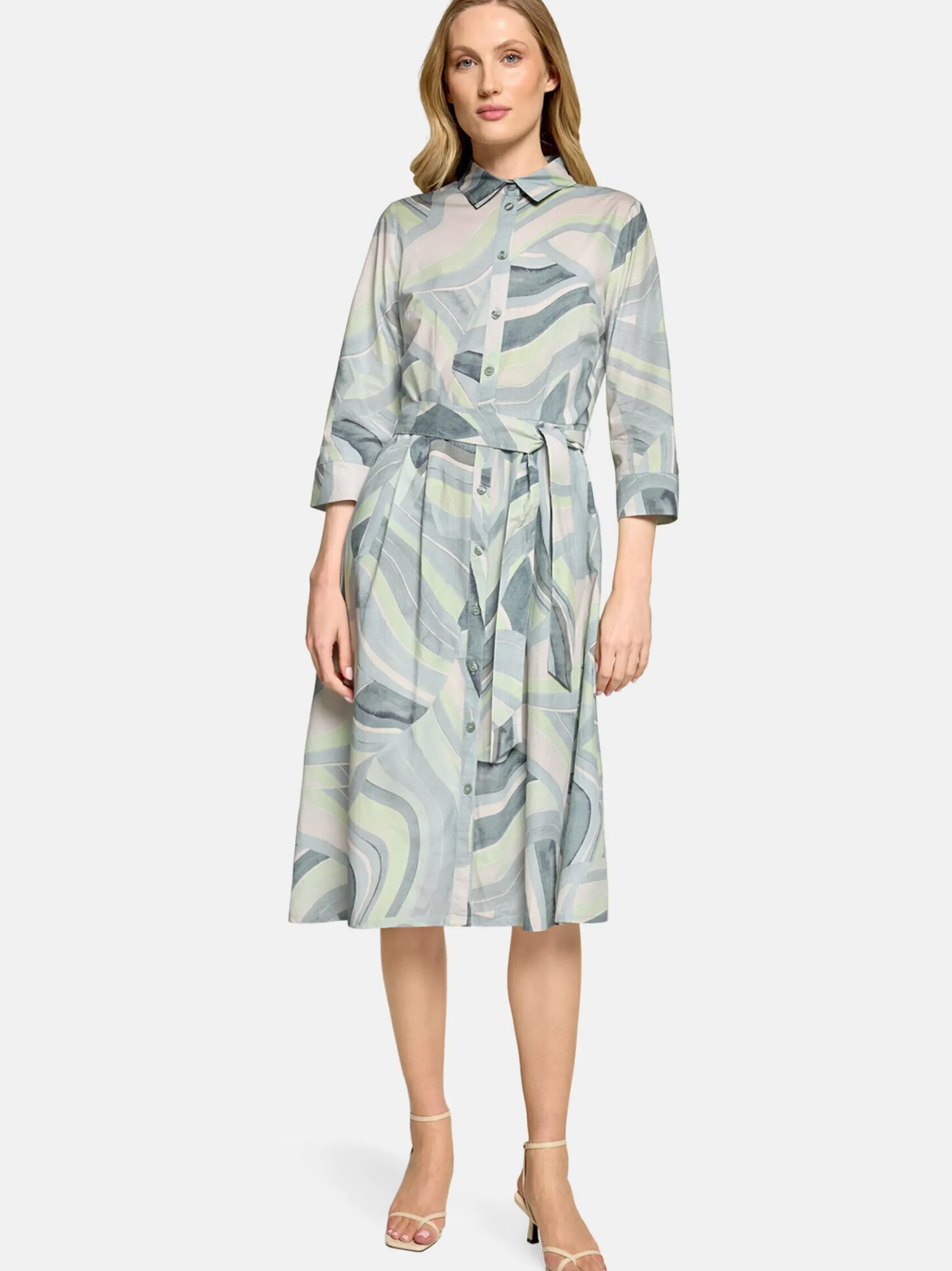 Betty Barclay Damen Hemdblusenkleid in mint mehrfarbig