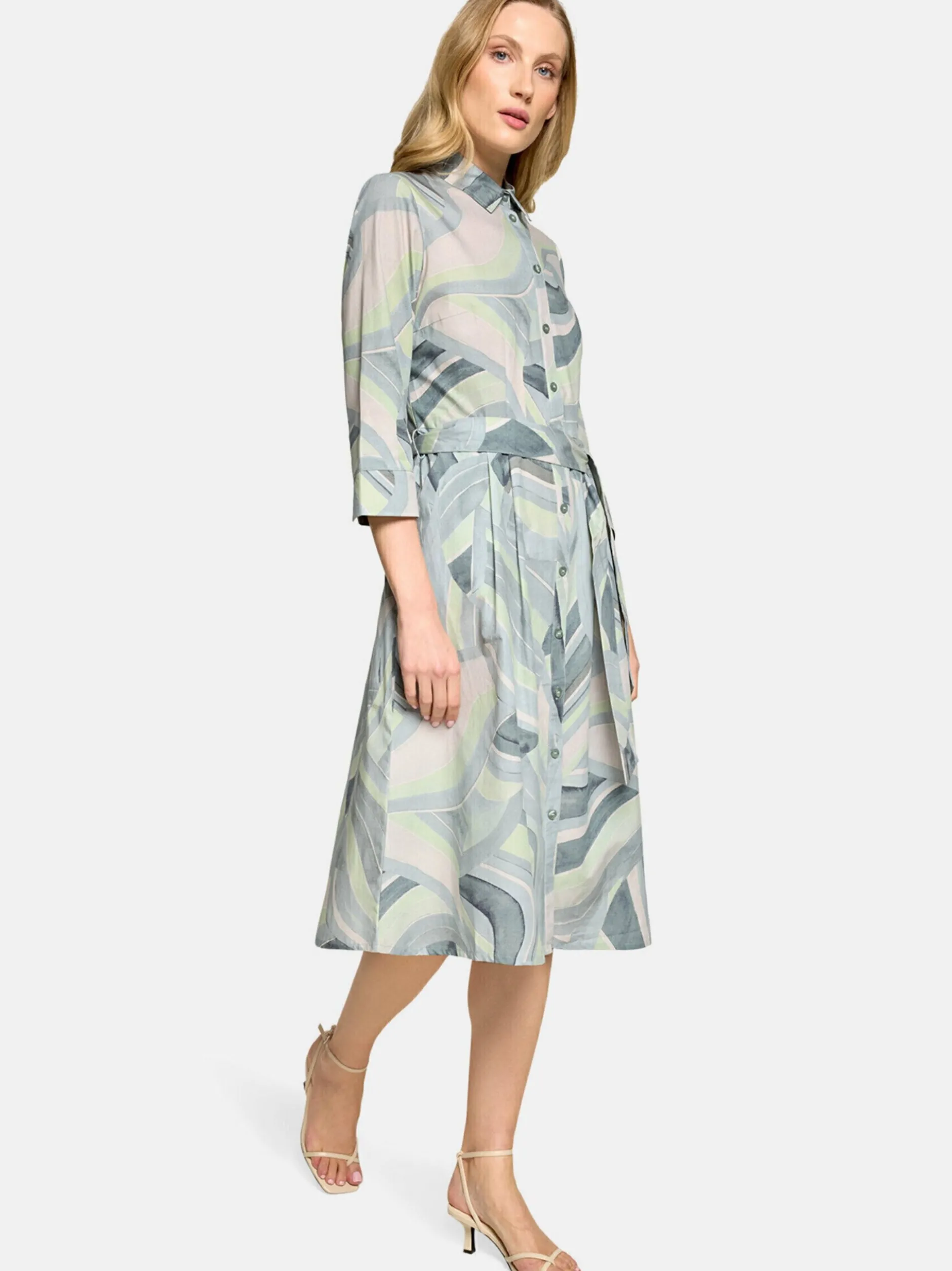 Betty Barclay Damen Hemdblusenkleid in mint mehrfarbig