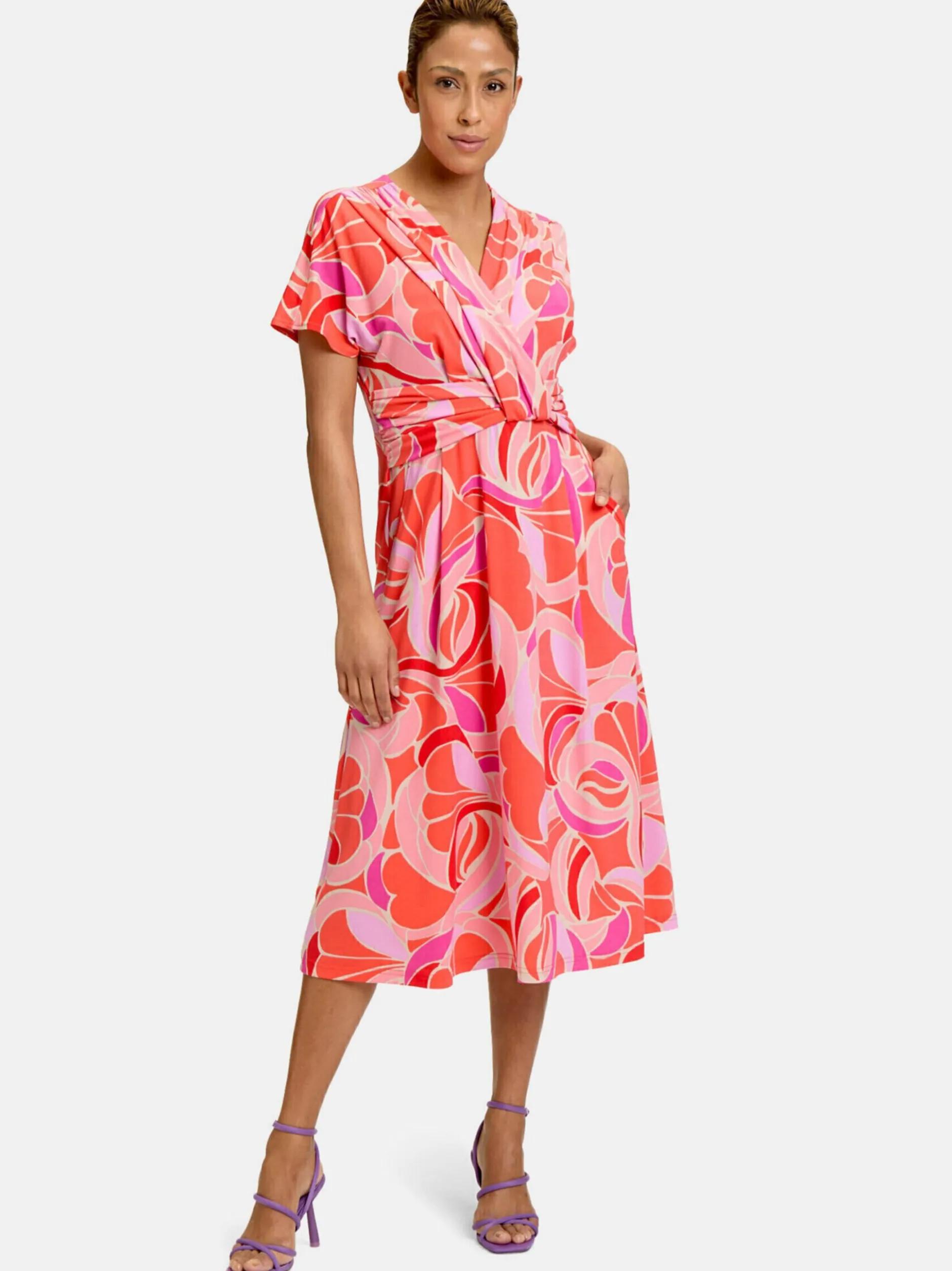 Betty Barclay Damen Jerseykleid in rot mehrfarbig