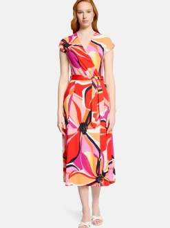 Betty Barclay Damen Jerseykleid in rot mehrfarbig