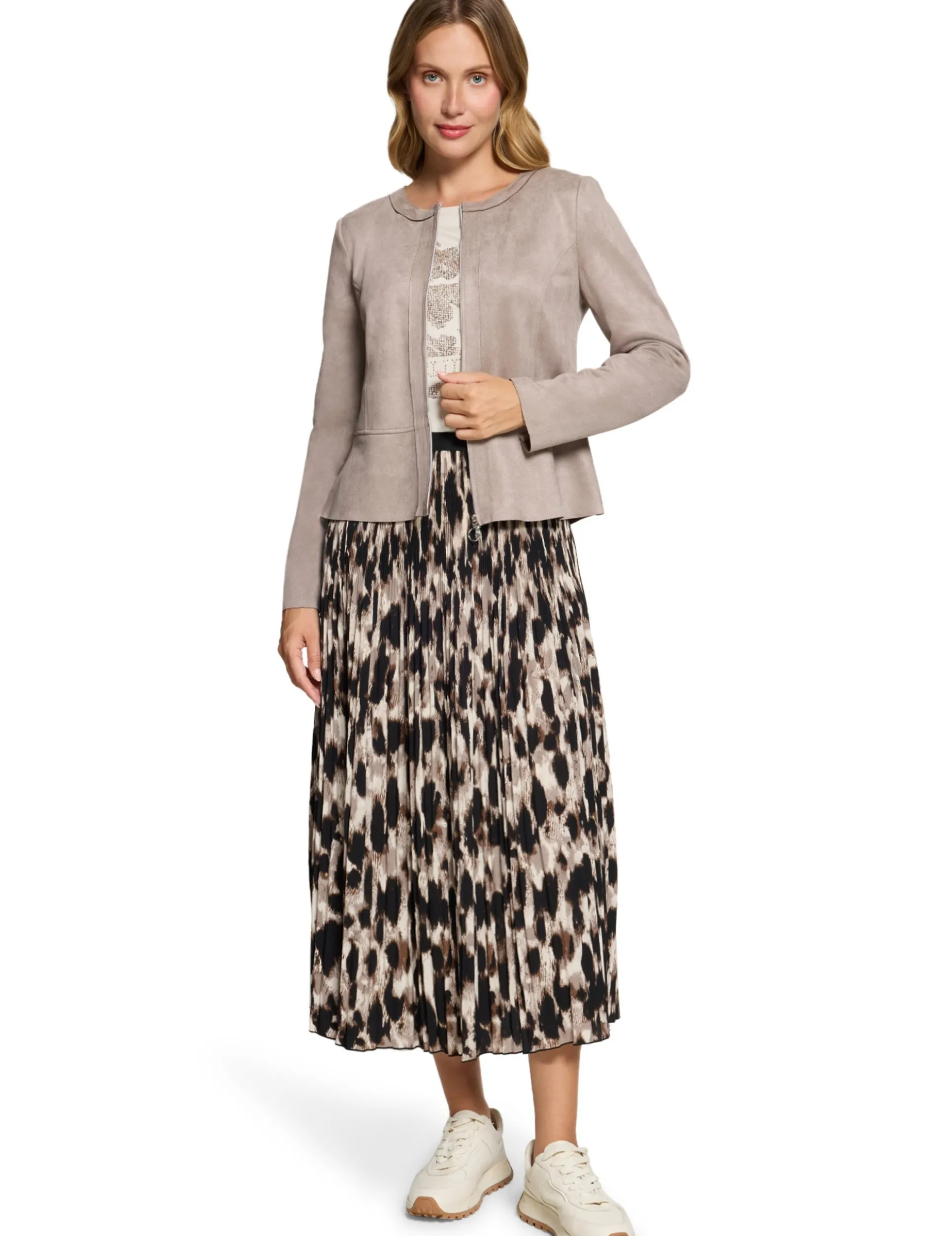 Betty Barclay Damen Plisseerock in schwarz beige