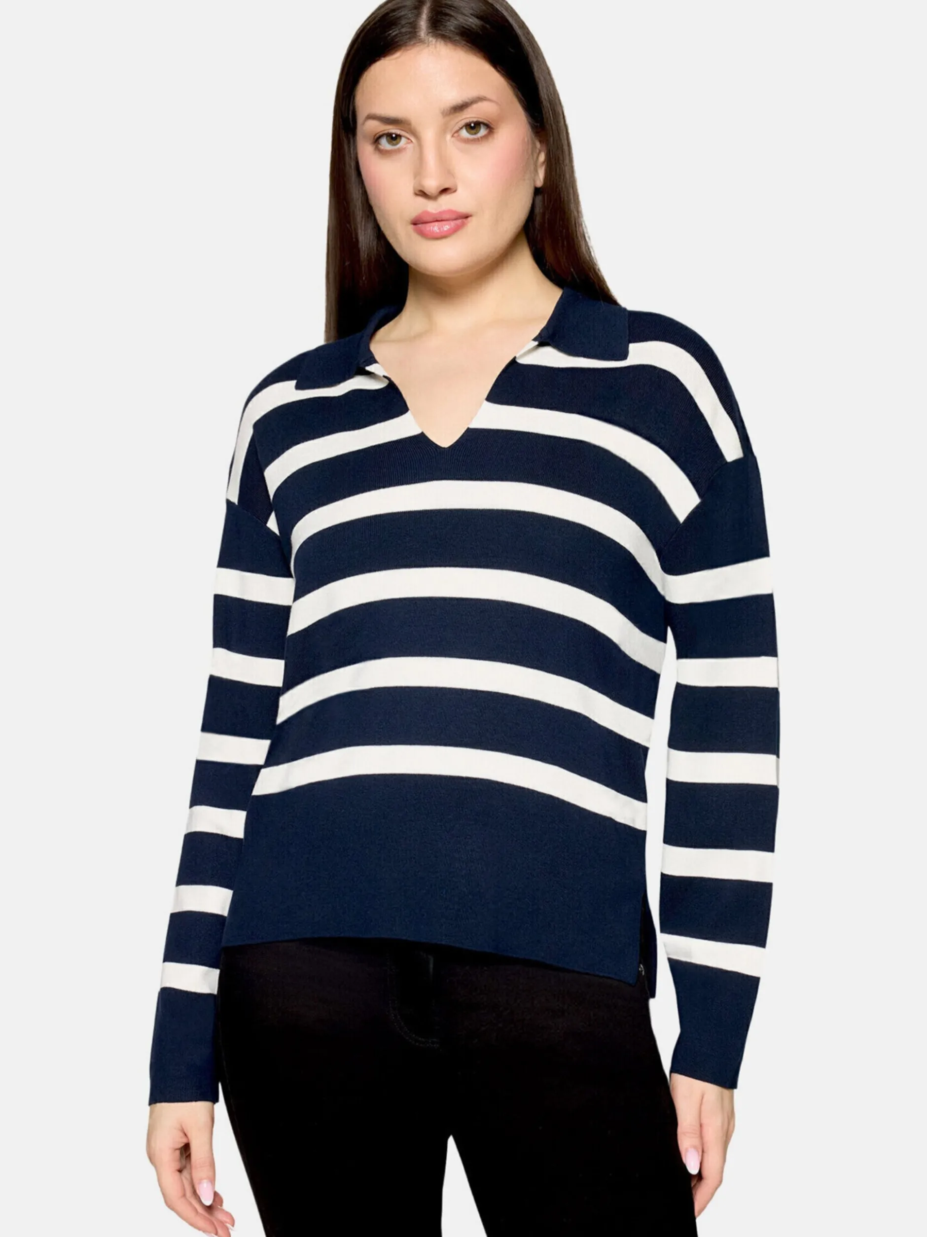 Betty Barclay Damen Strickpullover in marine weiß