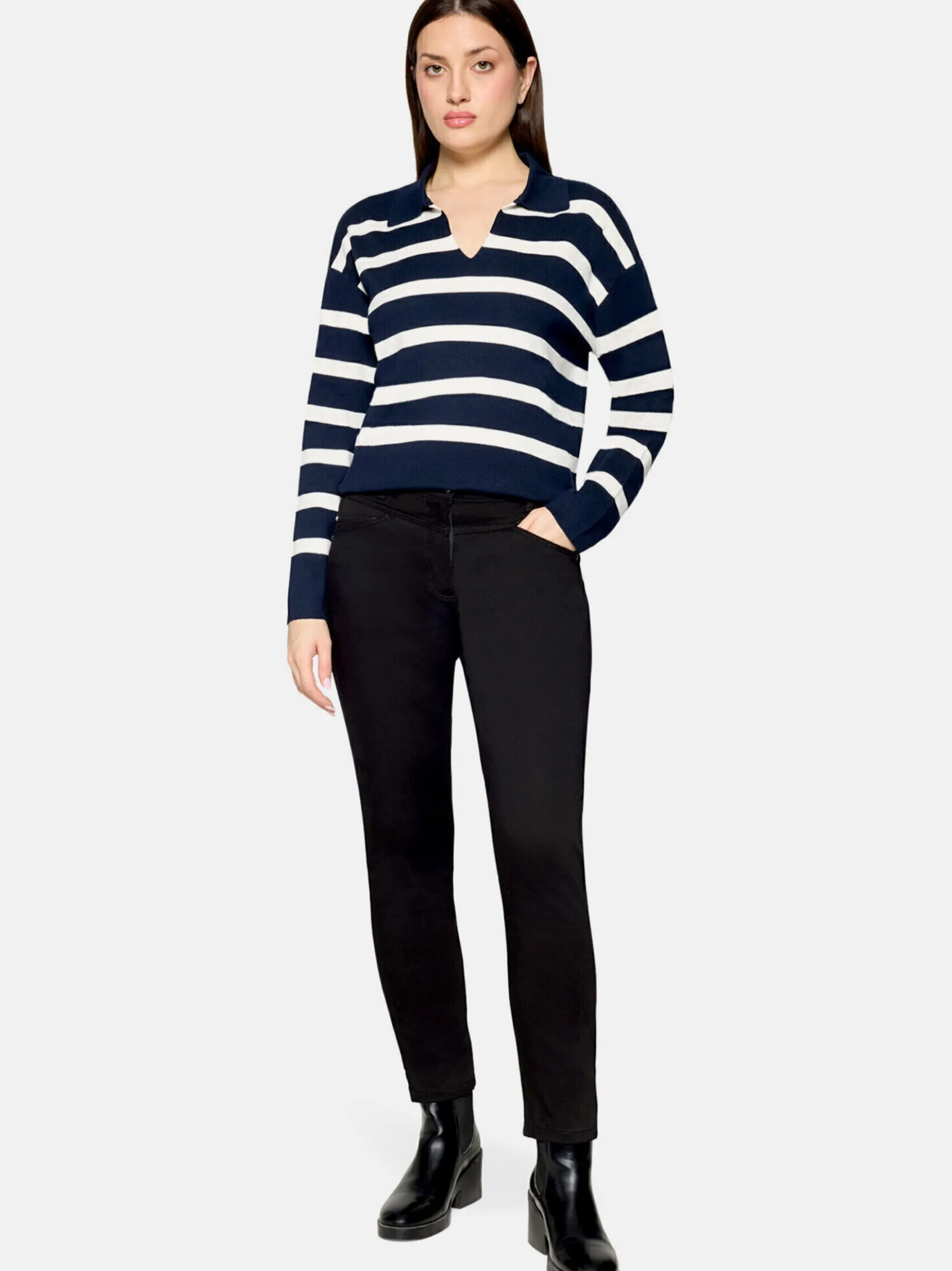 Betty Barclay Damen Strickpullover in marine weiß