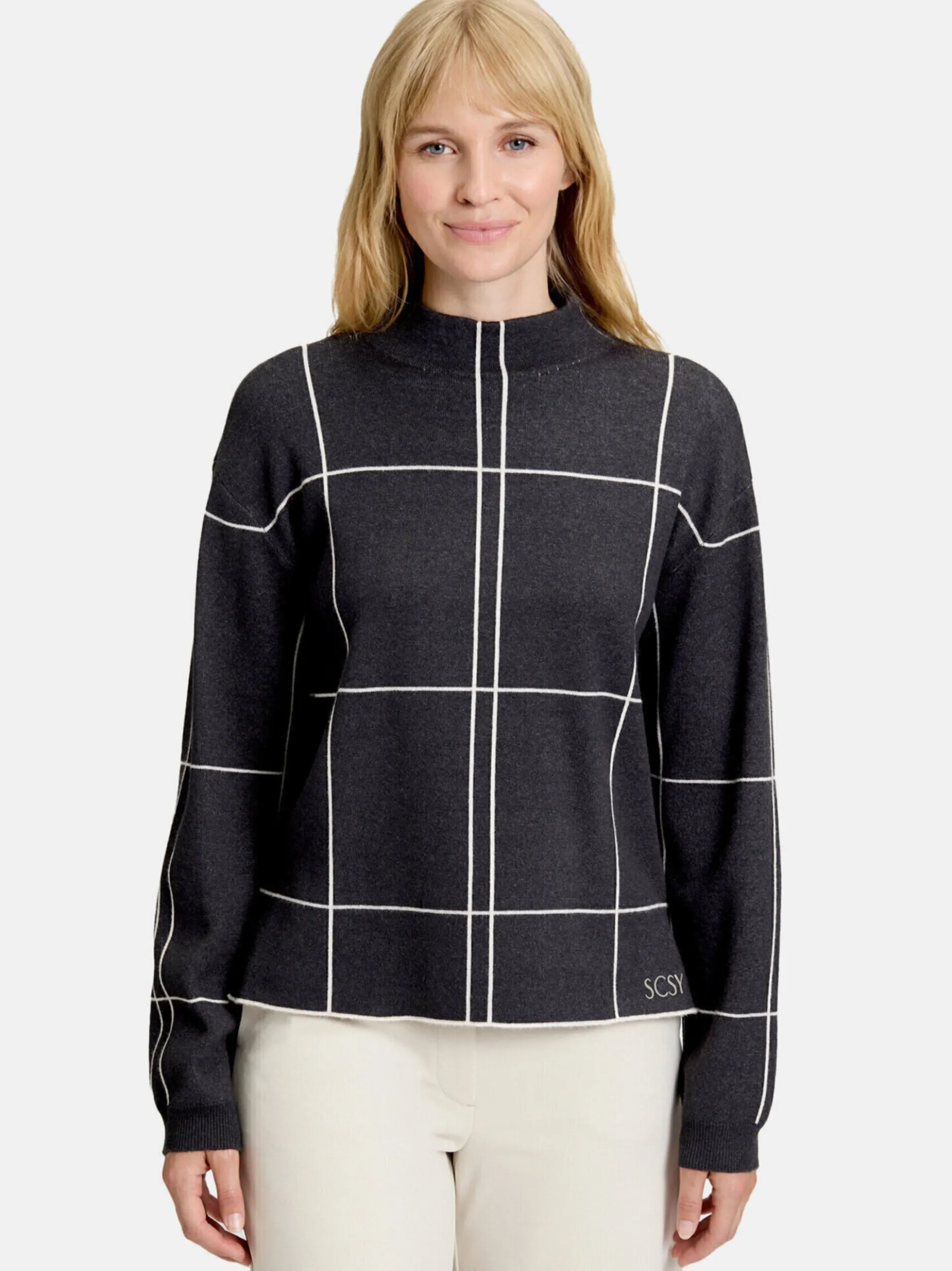 Betty Barclay Damen Strickpullover in anthrazit mehrfarbig