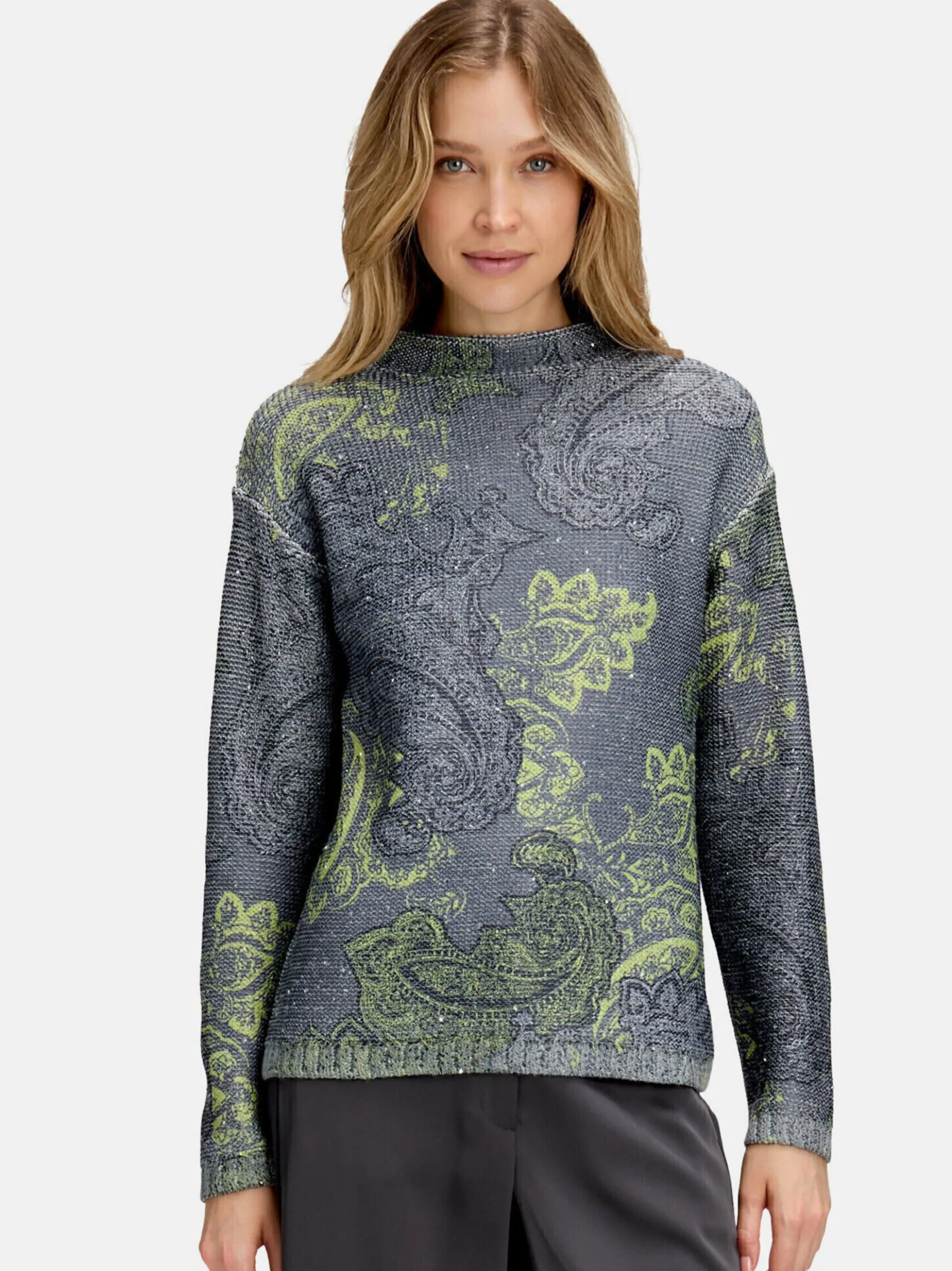 Betty Barclay Damen Strickpullover in grau mehrfarbig