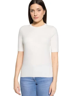 Betty Barclay Damen Strickshirt in ecru - Ärmel: Halbarm