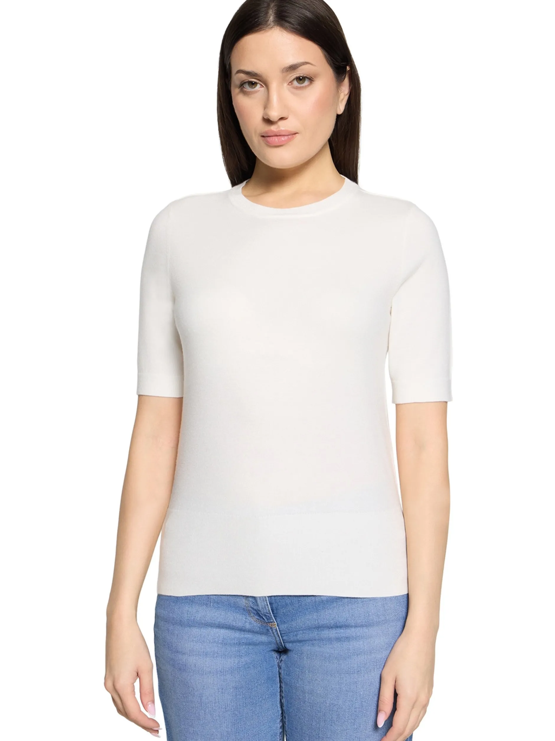Betty Barclay Damen Strickshirt in ecru - Ärmel: Halbarm