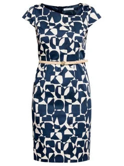 Betty & Co Damen Etuikleid in mehrfarbig blau