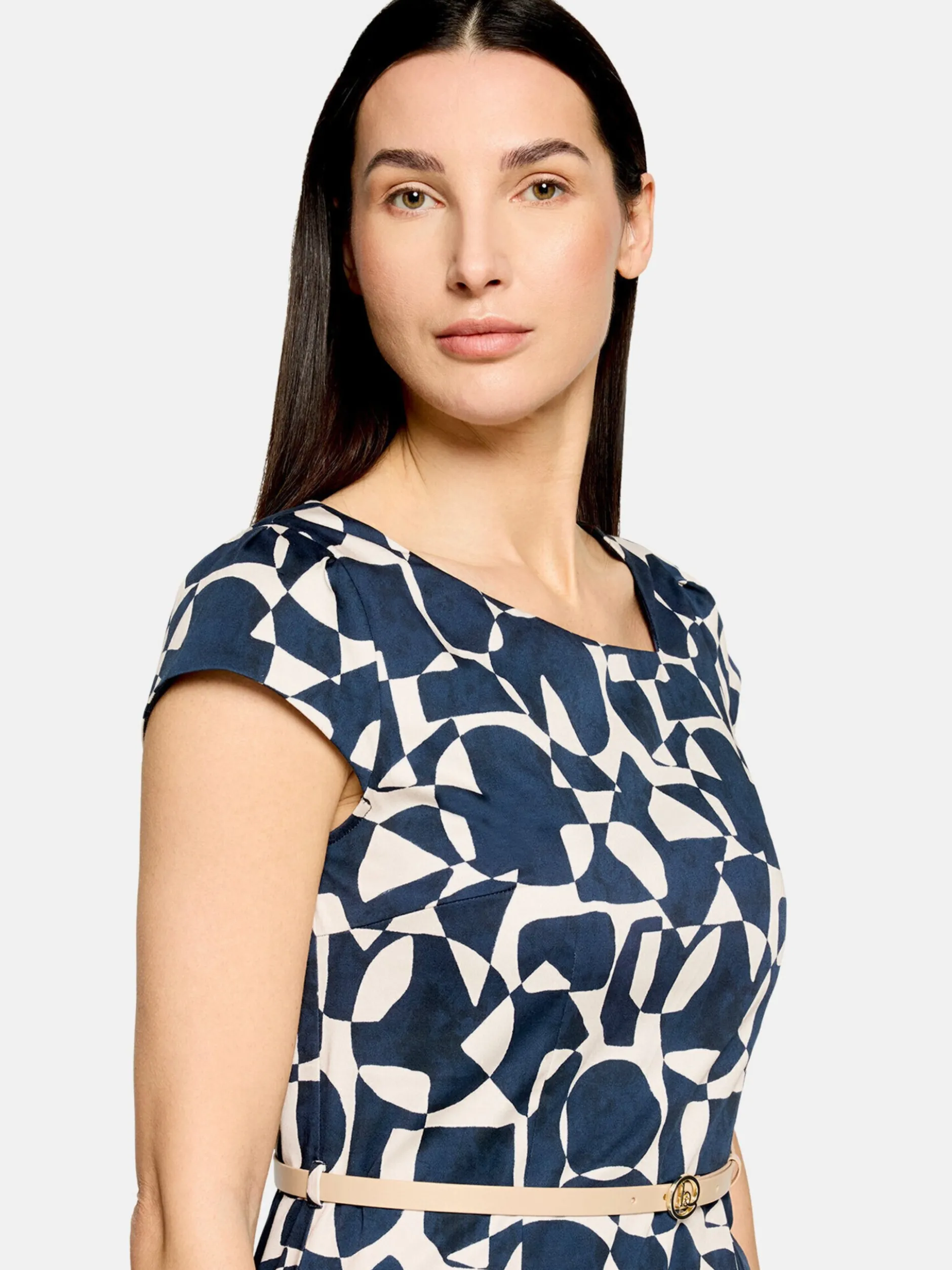 Betty & Co Damen Etuikleid in mehrfarbig blau
