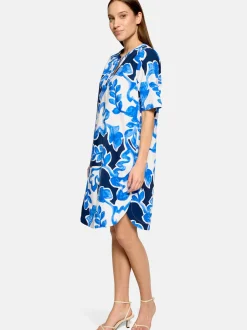 Betty & Co Damen Hemdblusenkleid in marine weiß