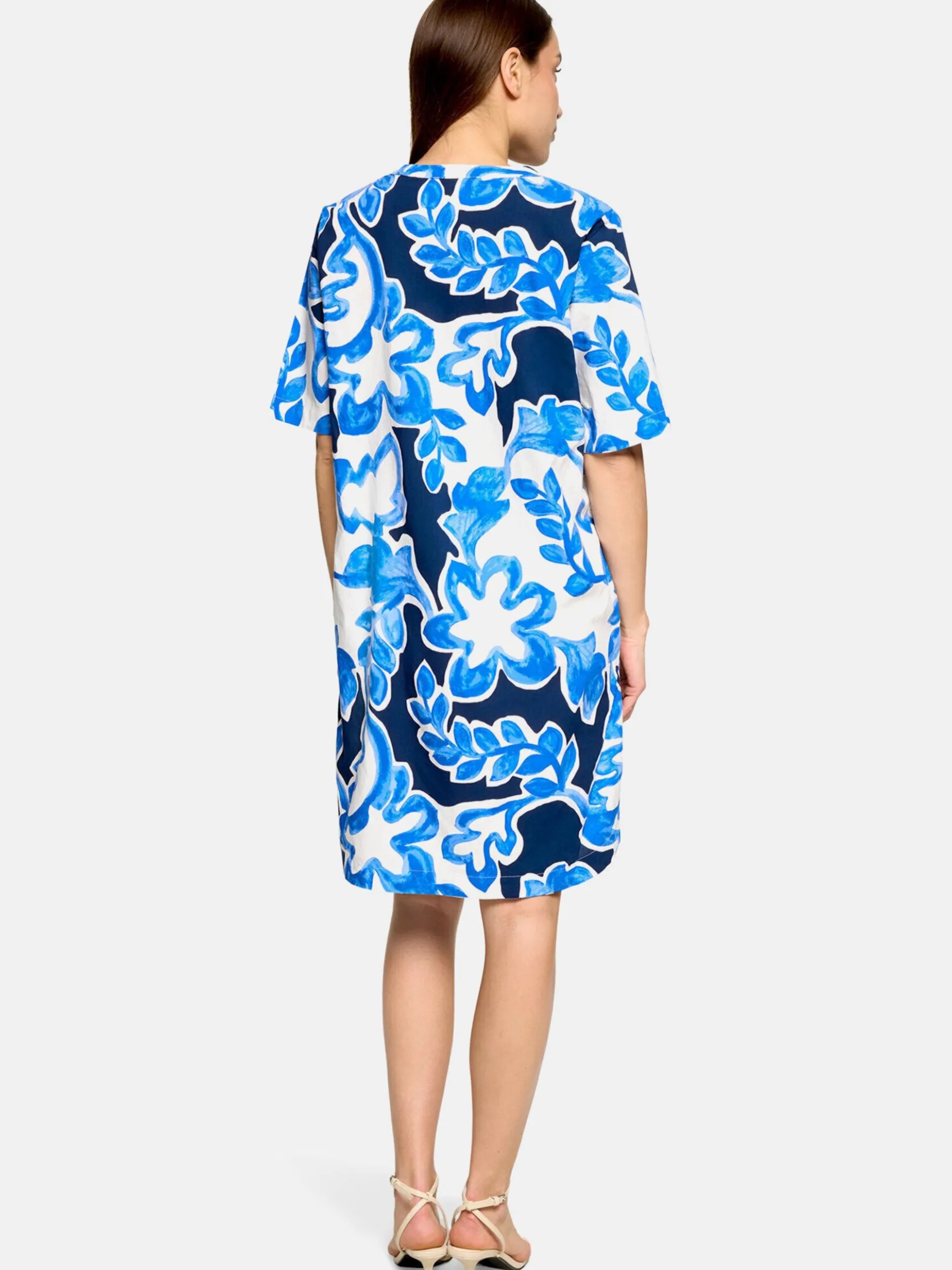 Betty & Co Damen Hemdblusenkleid in marine weiß