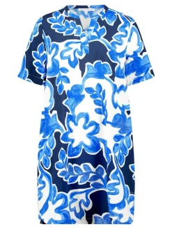 Betty & Co Damen Hemdblusenkleid in marine weiß
