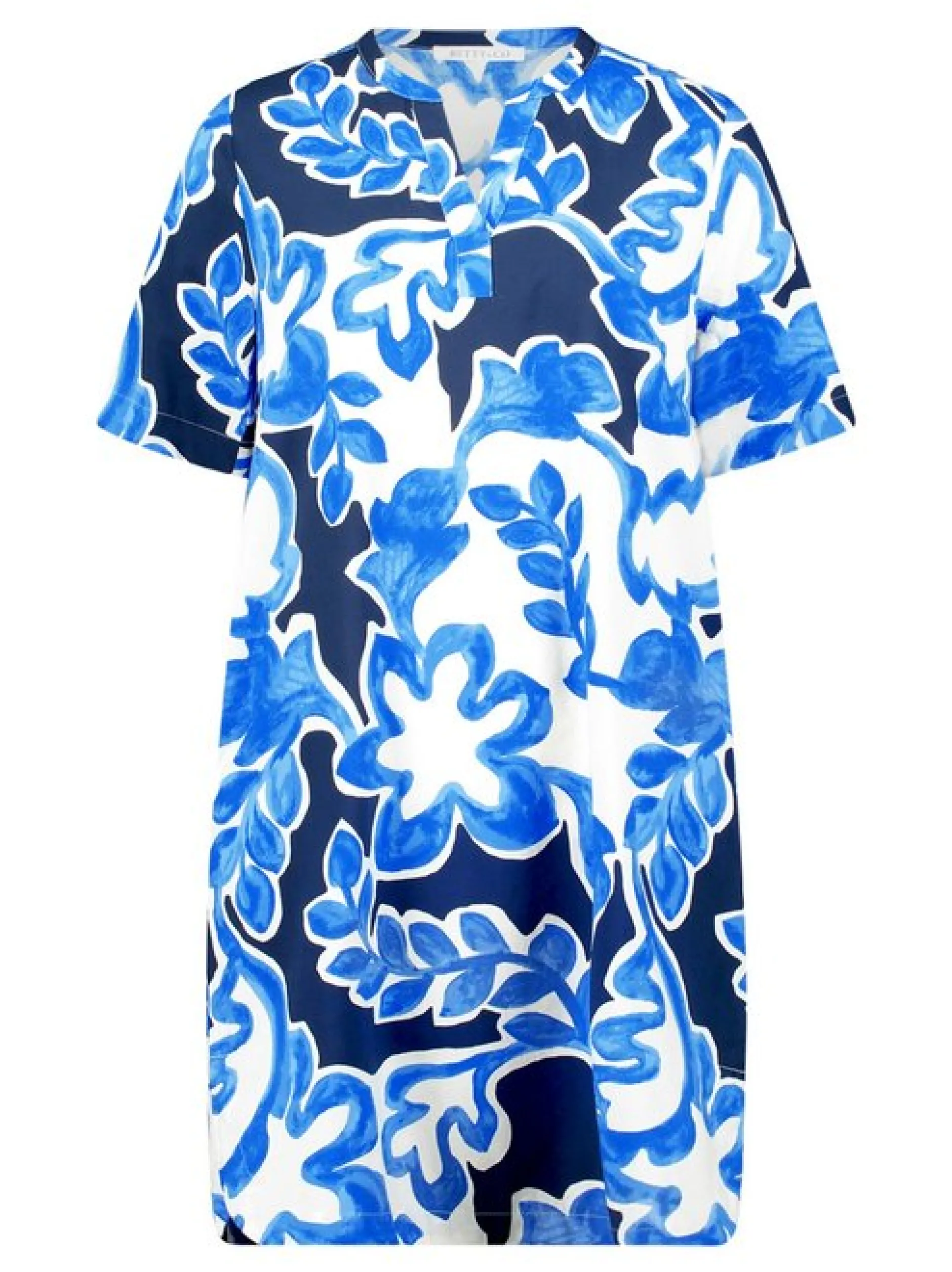 Betty & Co Damen Hemdblusenkleid in marine weiß
