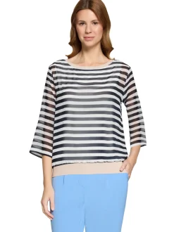 Betty & Co Damen Shirt in marine ecru - Ärmel: 3/4 Arm