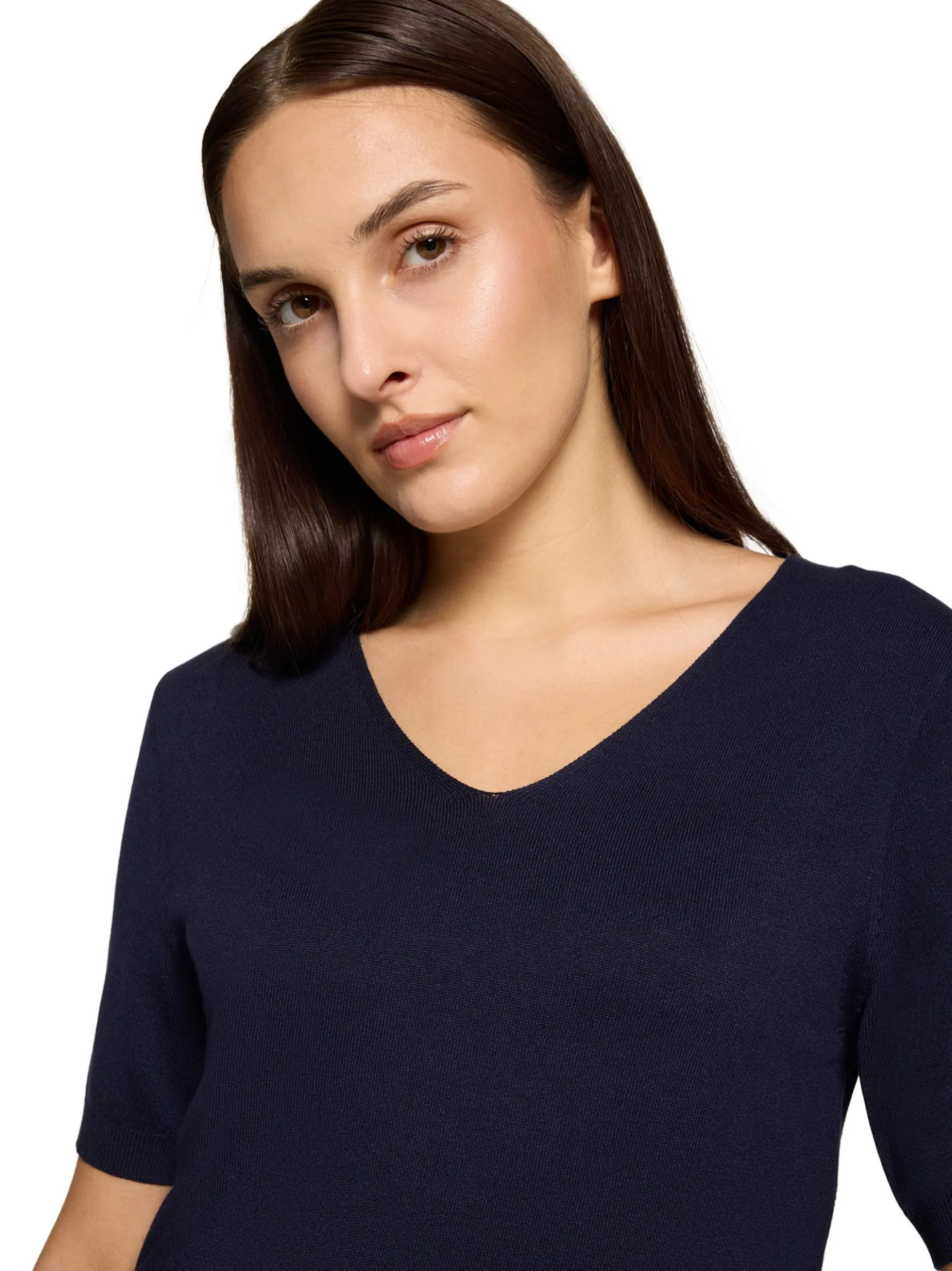 Betty & Co Damen Strickshirt in marine - Ärmel: kurzarm