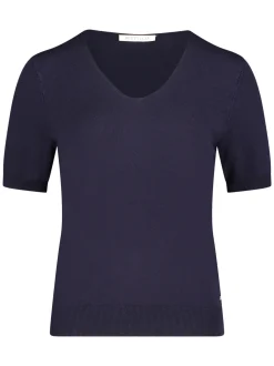 Betty & Co Damen Strickshirt in marine - Ärmel: kurzarm