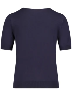 Betty & Co Damen Strickshirt in marine - Ärmel: kurzarm