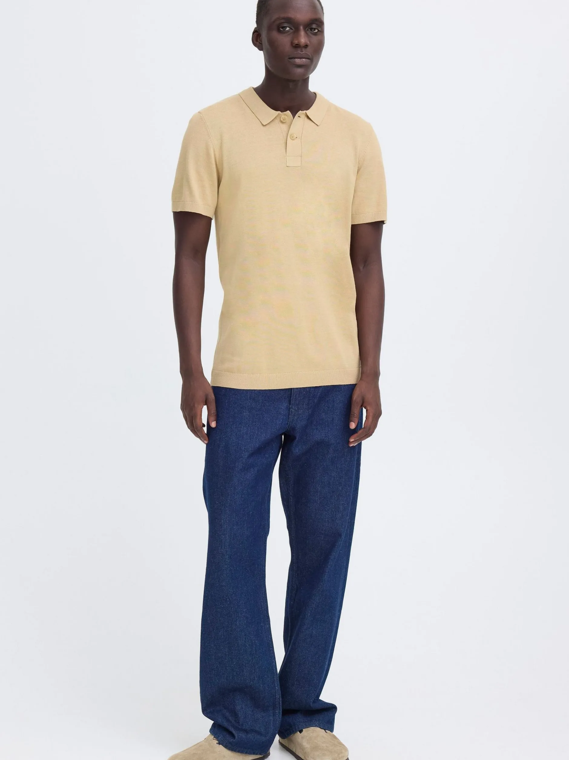 BLEND Herren Feinstrickpoloshirt - BHBray in beige