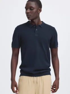 BLEND Herren Feinstrickpoloshirt - BHBray in blau