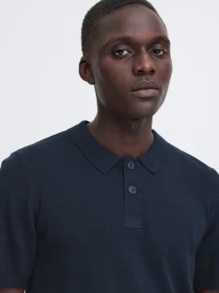 BLEND Herren Feinstrickpoloshirt - BHBray in blau