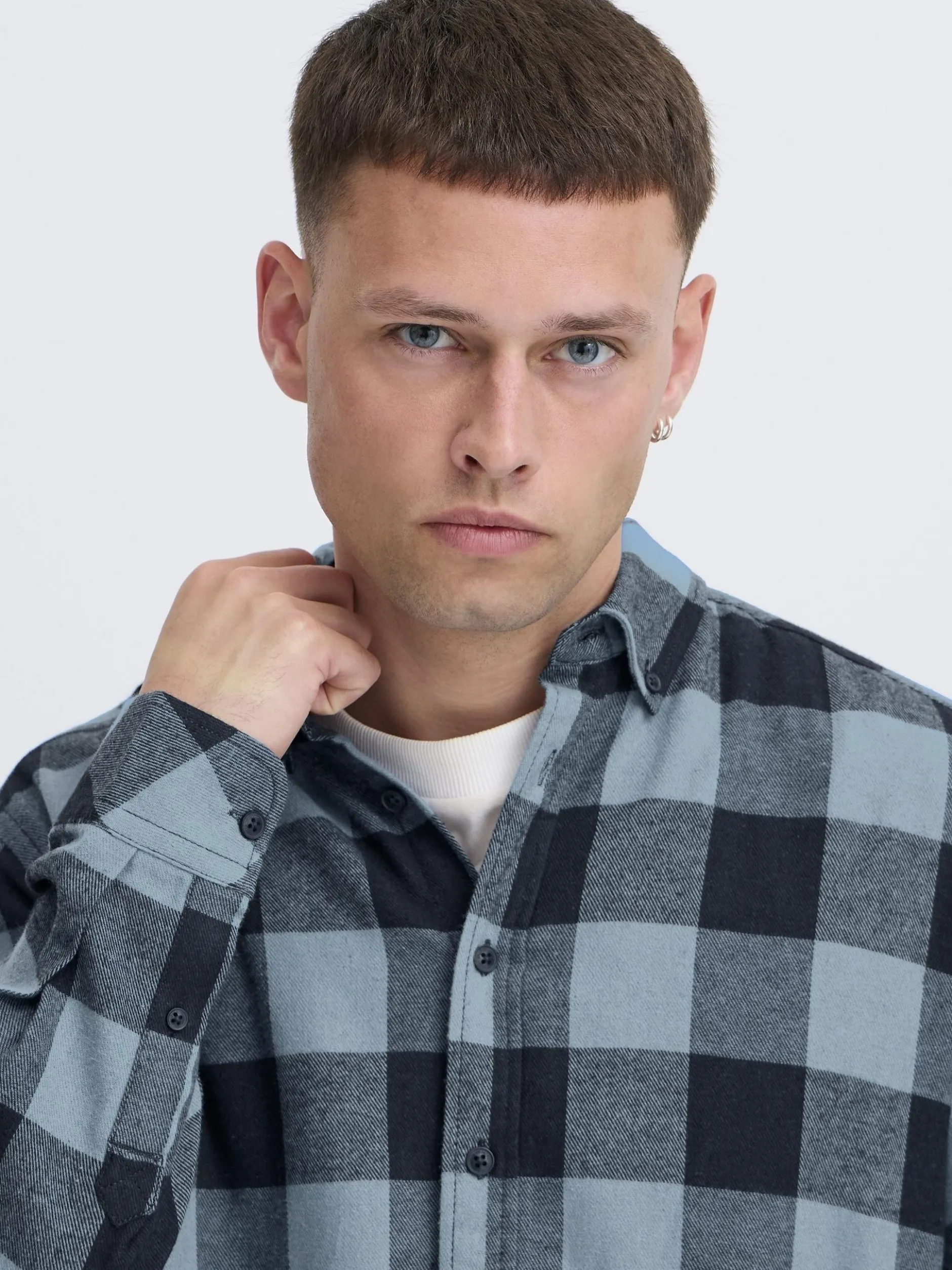 BLEND Herren Flanellhemd - BHBuster in blau