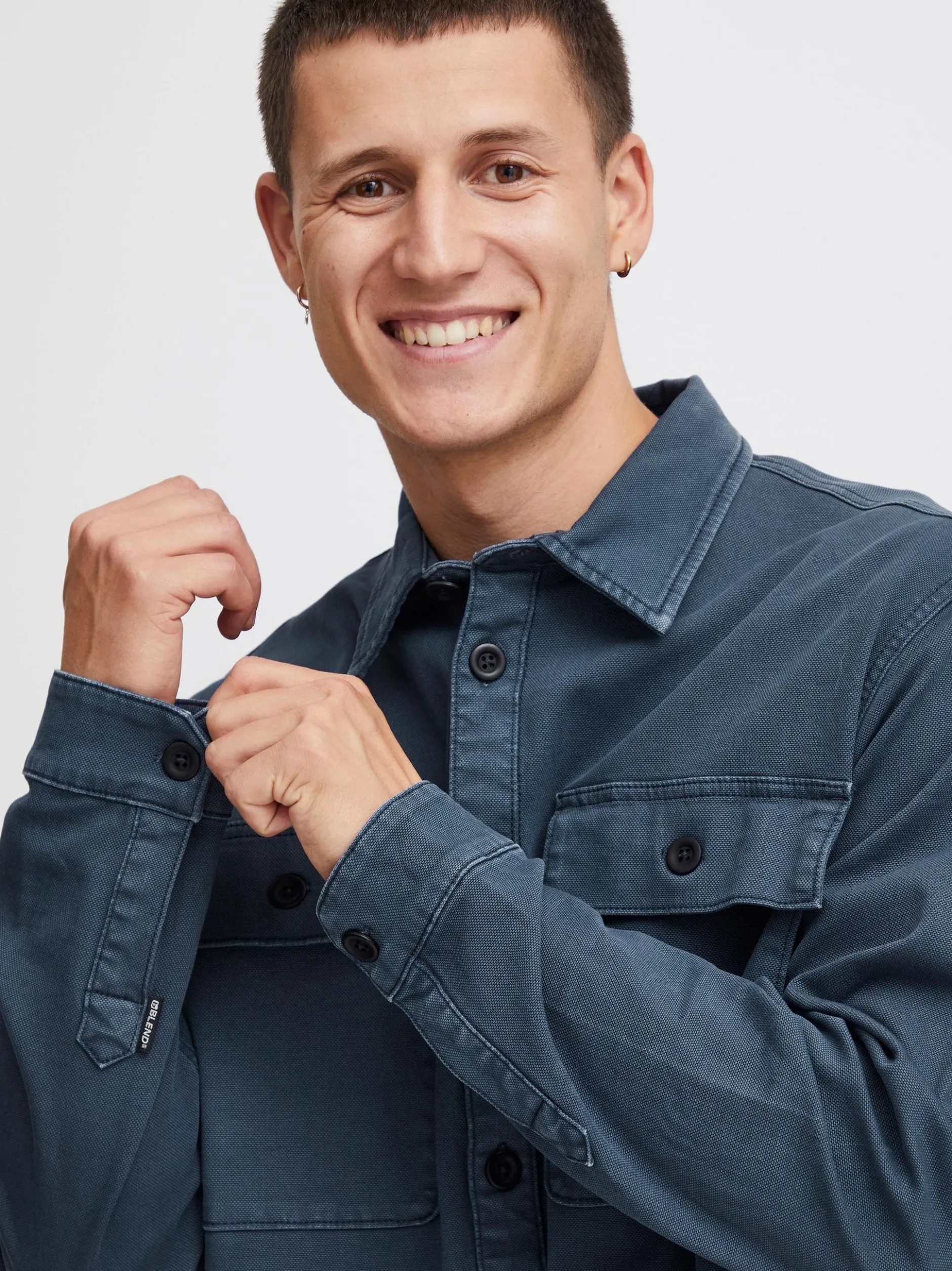 BLEND Herren Hemdjacke in blau