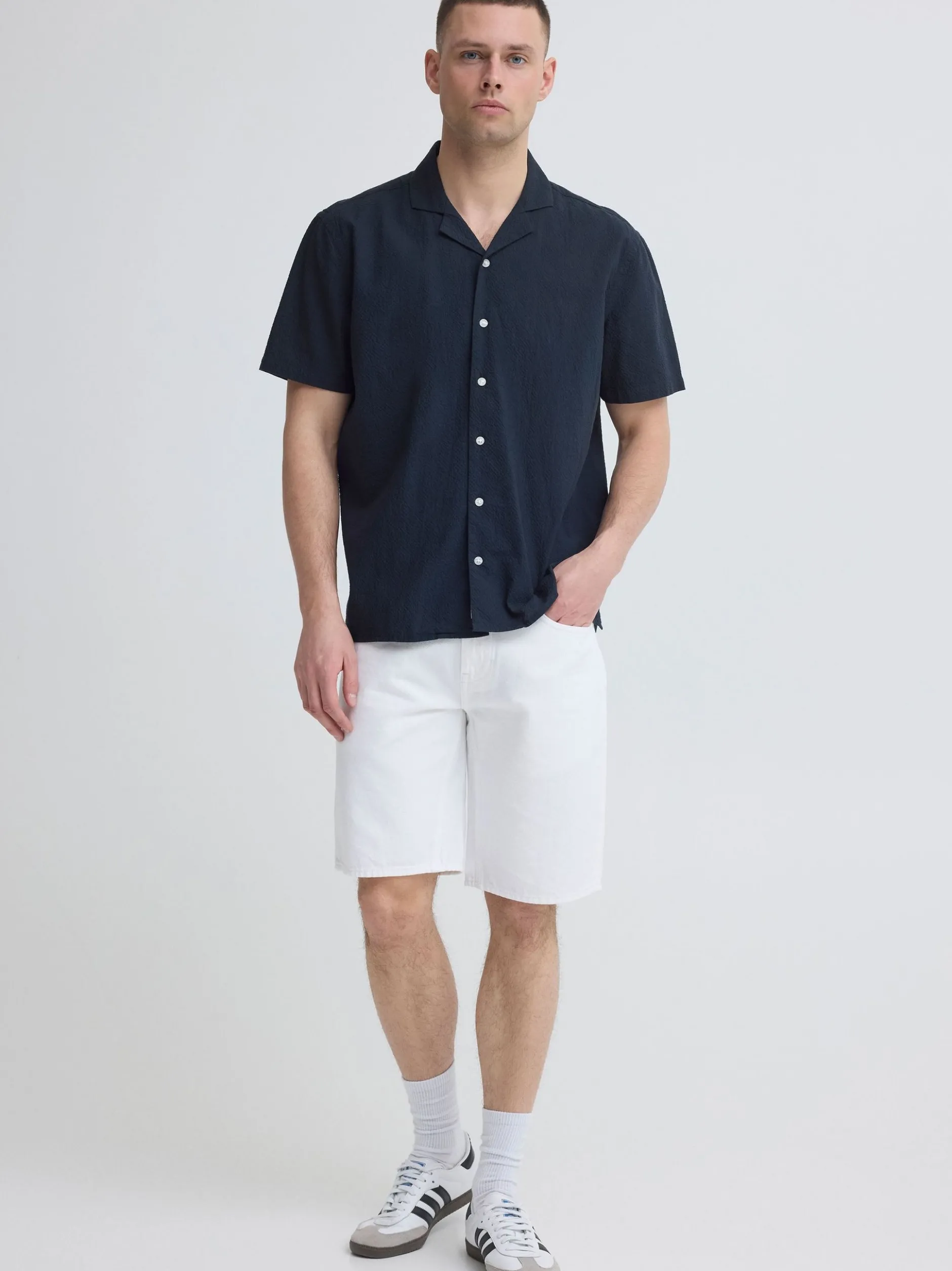 BLEND Herren Kurzarmhemd - BHAvan in blau