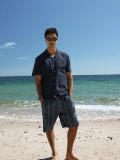 BLEND Herren Kurzarmhemd - BHAvan in blau