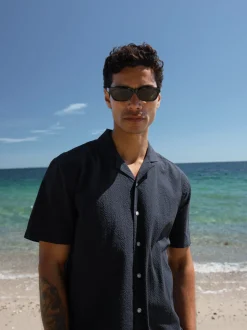 BLEND Herren Kurzarmhemd - BHAvan in blau