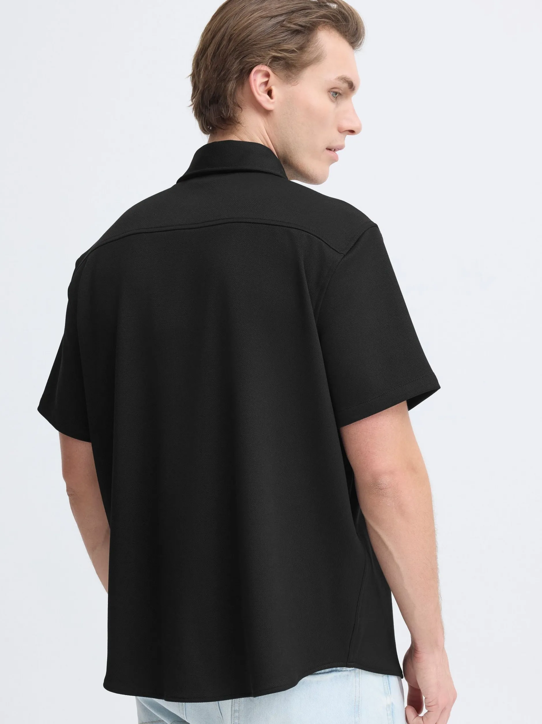 BLEND Herren Kurzarmhemd - BHAdrian in schwarz
