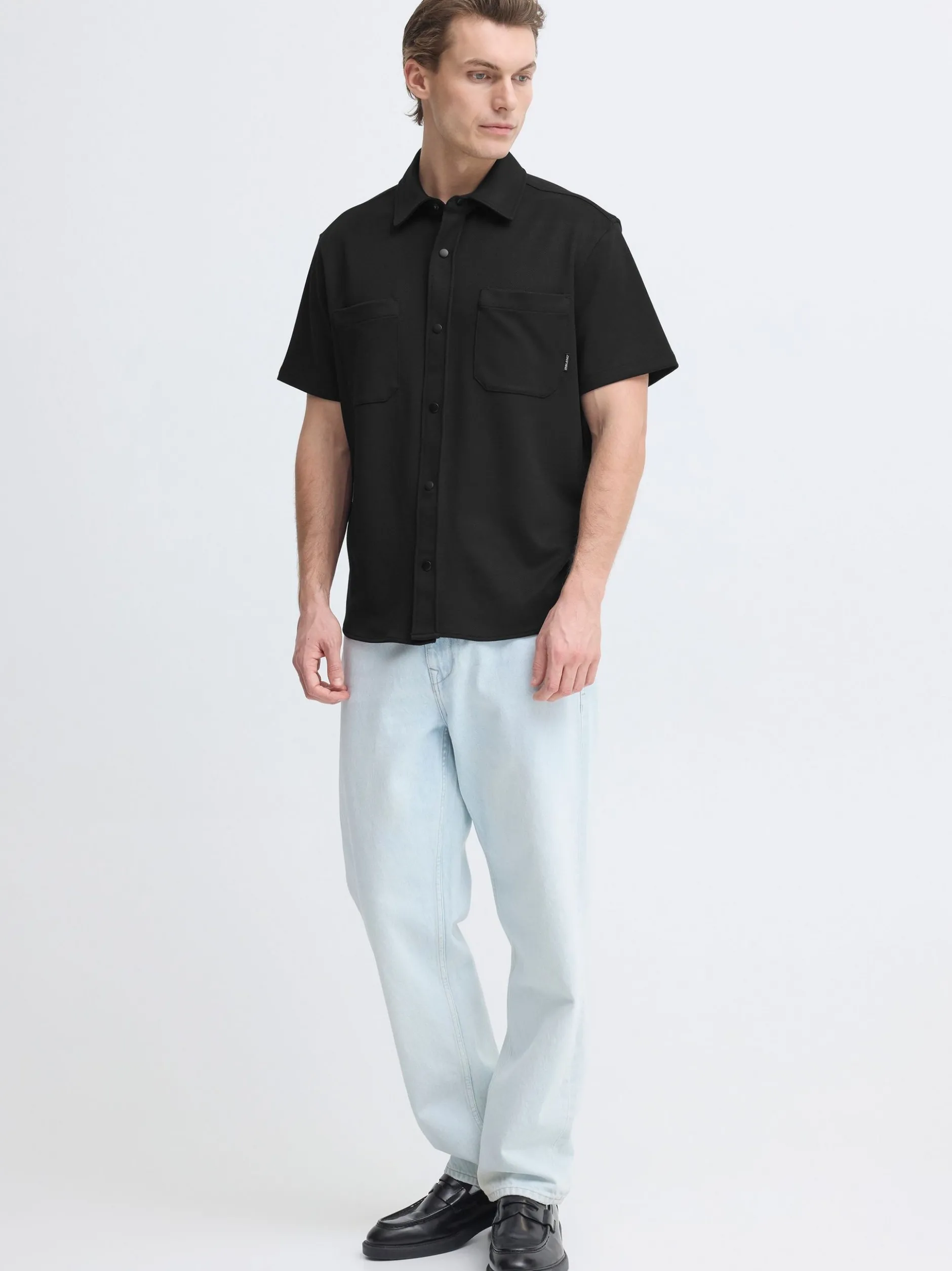 BLEND Herren Kurzarmhemd - BHAdrian in schwarz