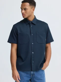 BLEND Herren Kurzarmhemd - BHAdrian in blau