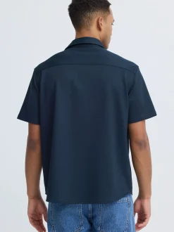 BLEND Herren Kurzarmhemd - BHAdrian in blau