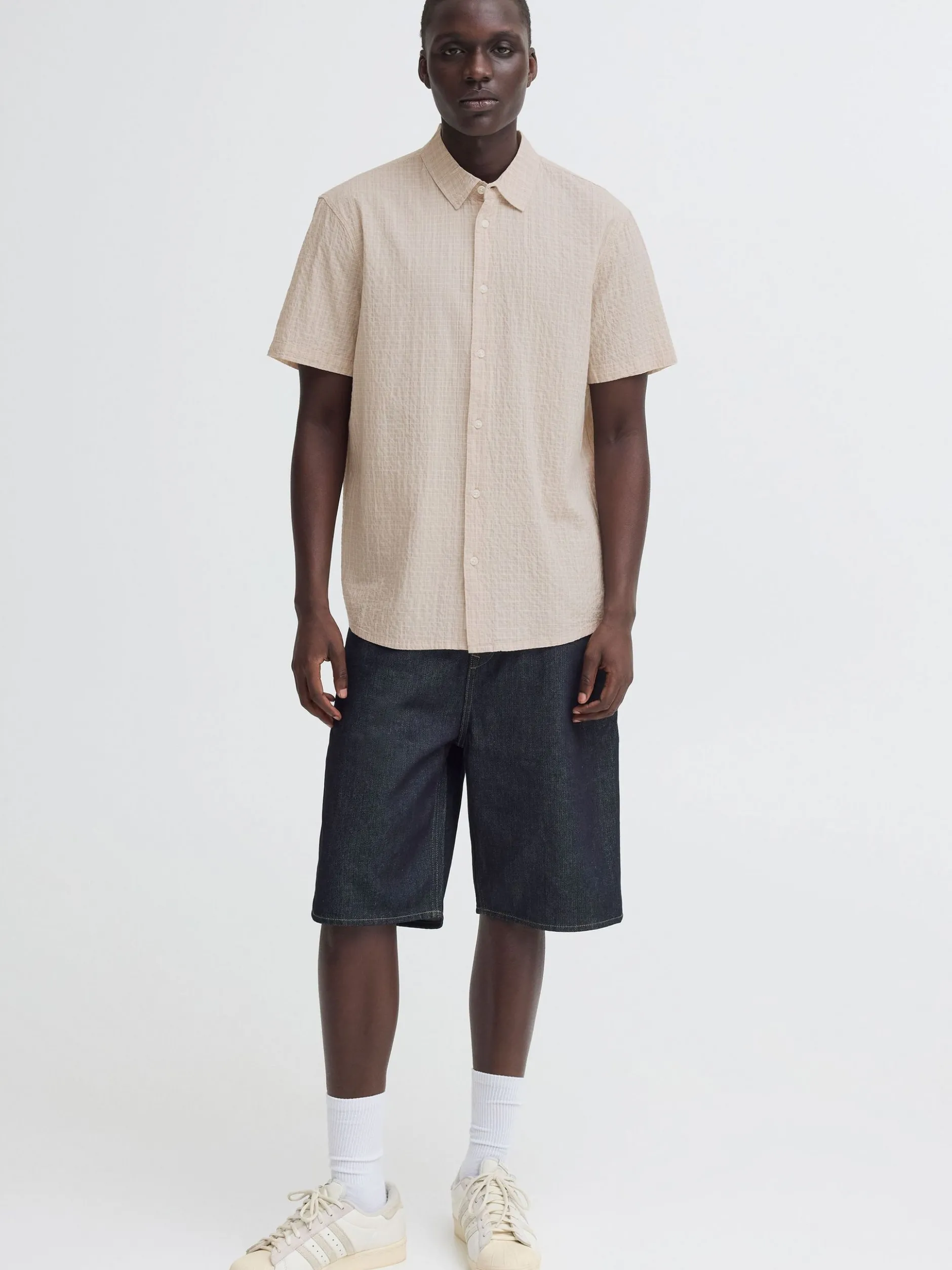 BLEND Herren Kurzarmhemd - BHBarny in beige