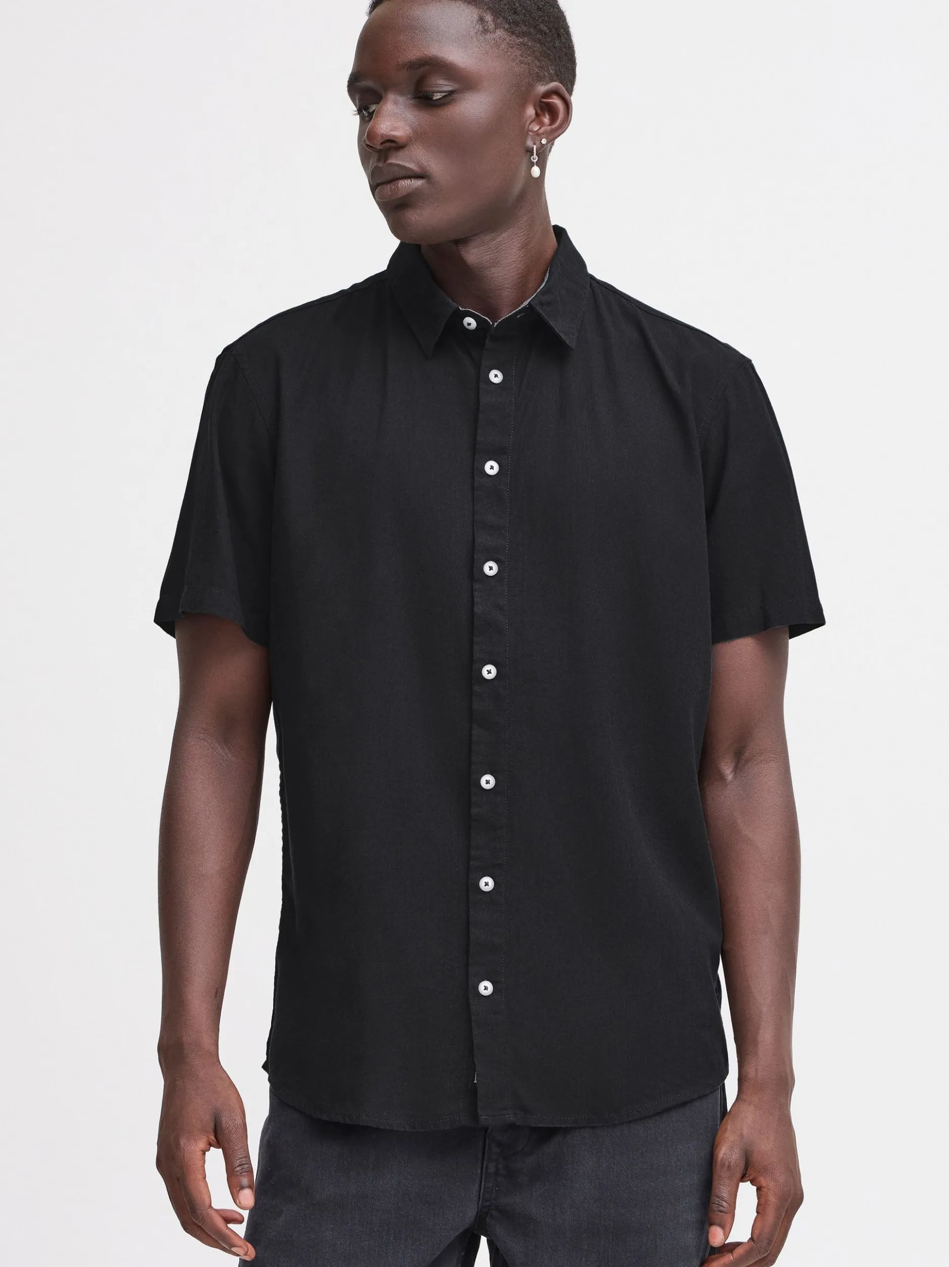 BLEND Herren Kurzarmhemd - BHBobby in schwarz