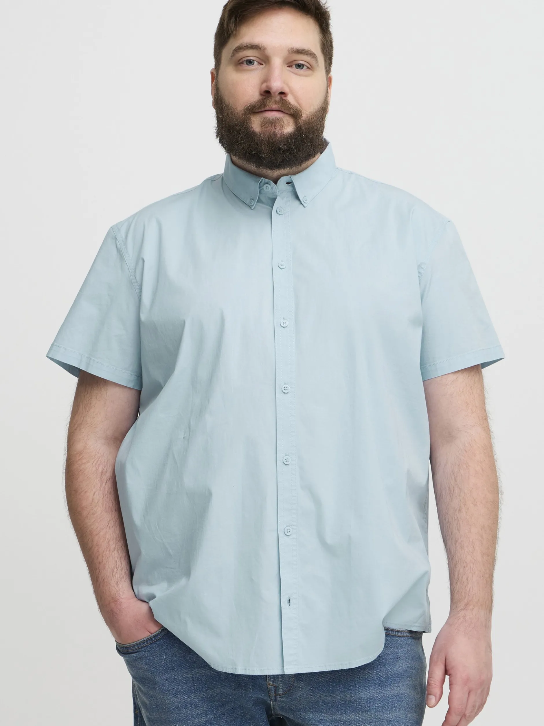 BLEND Herren Kurzarmhemd - BHBShirt in hellblau