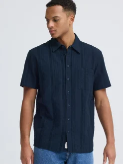 BLEND Herren Kurzarmhemd - BHDarius in blau