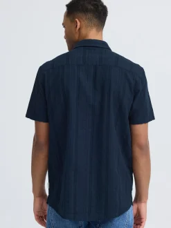 BLEND Herren Kurzarmhemd - BHDarius in blau